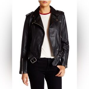 🎸Walter Baker🎸 Classic Motto Black Lambs Leather Jacket